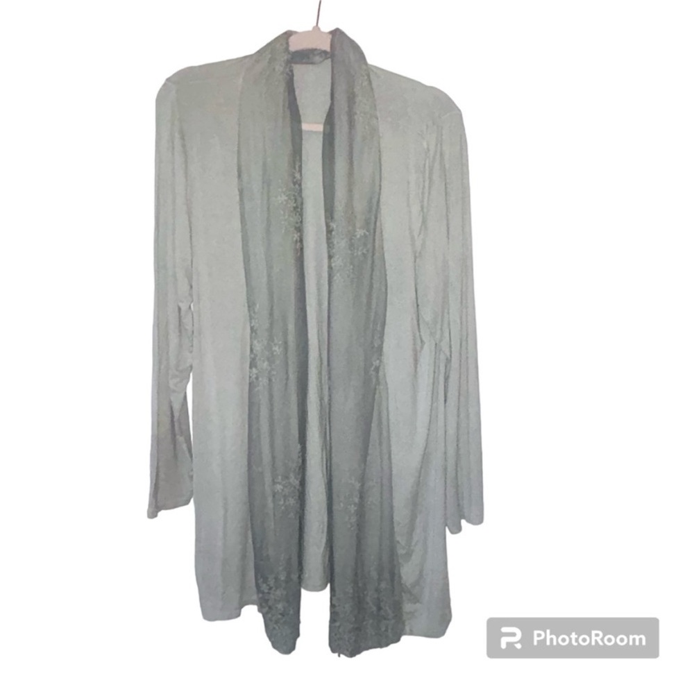 Sienna Baldi Italian Super Soft Mint Sage Green Lace Cardigan Flowy Plus XL